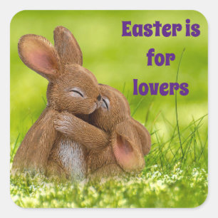 Pegatina Cuadrada Amantes de los conejitos de Pascua