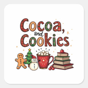 Pegatina Cuadrada Amantes de los Navidades del cacao y las cookies
