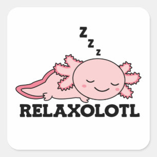 Pegatina Cuadrada Amantes de Relaxolotl Axolotl, animales curados Re