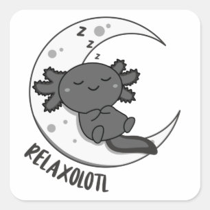 Pegatina Cuadrada Amantes de Relaxolotl Axolotl, animales curados Re