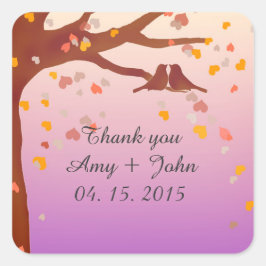 Pegatina Cuadrada Amantes de roble corazón confetti amor pegatina1