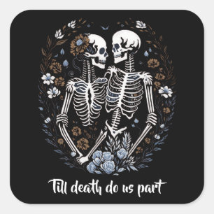 Pegatina Cuadrada Amantes de Skelton hasta que la muerte nos separe