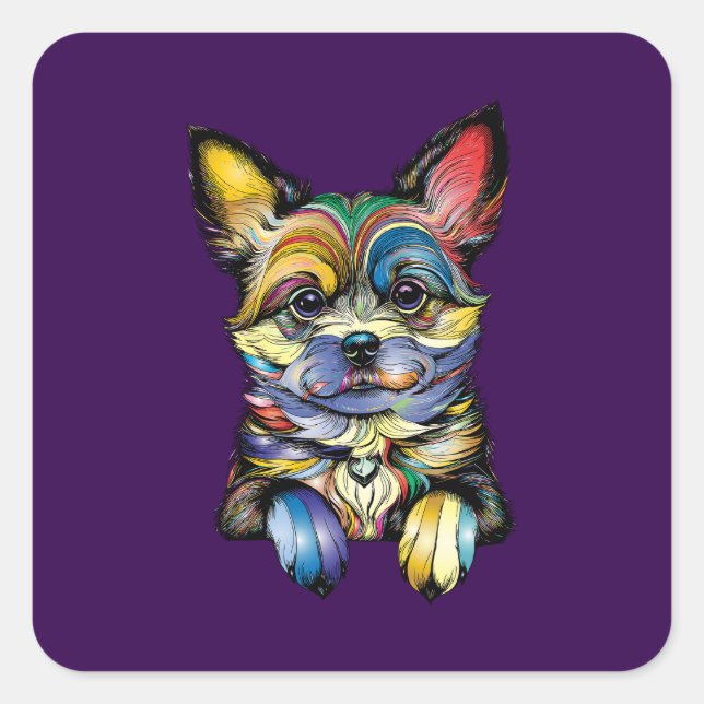 Pegatina Cuadrada Amantes del perro pegatinas graciosos (Anverso)