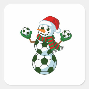 Pegatina Cuadrada Amantes deportivos de los Navidades de fútbol de S