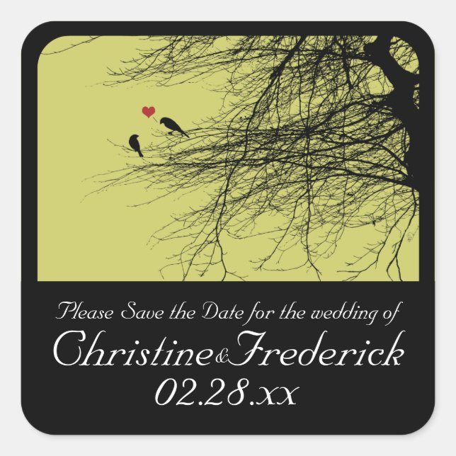 Pegatina Cuadrada Amar a los pájaros, salvar a los pegatinas de cita (Anverso)