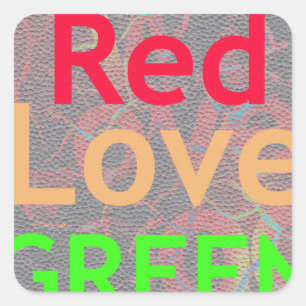 PEGATINA CUADRADA AMAR EL ORO ROJO VERDE