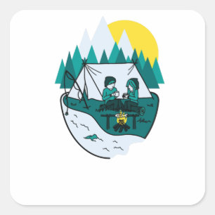 Pegatina Cuadrada Amar en el campamento