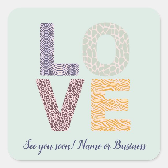 Pegatina Cuadrada AMAR las cartas de fotos de Personalizable temátic (Anverso)