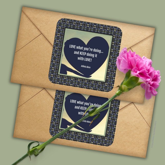 Pegatina Cuadrada AMAR lo que estás haciendo Pegatinas de Adiela Ako (LOVE What You're Doing Sticker by Poet Adiela Akoo. LOVE it? GET it! Browse the collection for more )