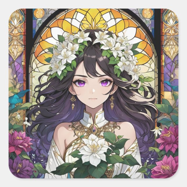 Pegatina Cuadrada Amara Violetta (Anverso)