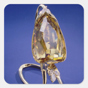 Pegatina Cuadrada Amarillee el diamante "incomparable" en un ajuste