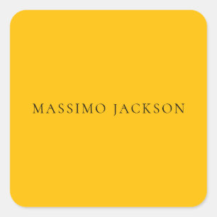 Pegatina Cuadrada Amarillo Ámbar Minimalista Liso Estética Moderna