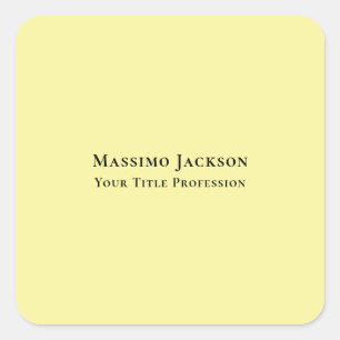 Pegatina Cuadrada Amarillo Claro Liso Elegante Profesional Moderno