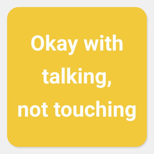 Pegatina Cuadrada Amarillo codificado a color de distanciamiento soc (Anverso)