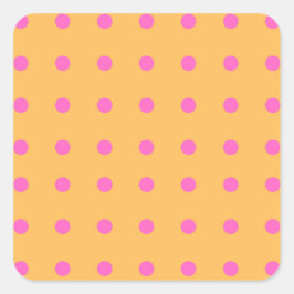 Pegatina Cuadrada Amarillo con Pegatinas de puntos rosados_divertido