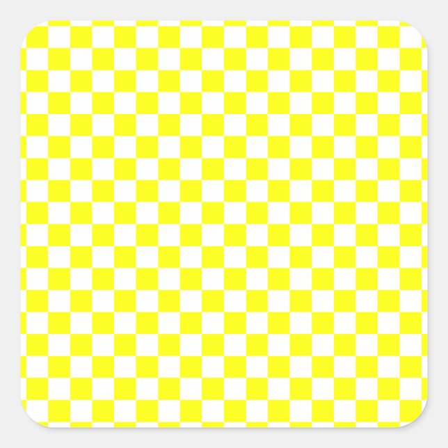 Pegatina Cuadrada Amarillo Cuadros (Anverso)