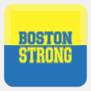 Pegatina Cuadrada Amarillo fuerte y azul del regalo de Boston