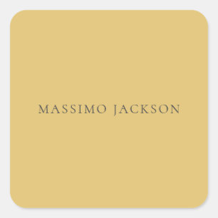 Pegatina Cuadrada Amarillo Latón Minimalista Limpio Estética Moderna