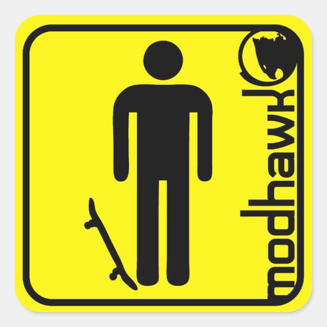 Pegatina Cuadrada amarillo modorra (Anverso)