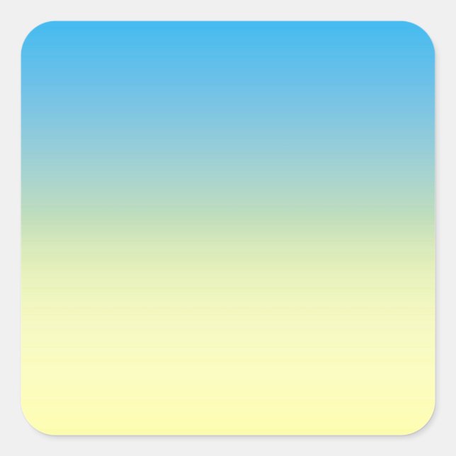 Pegatina Cuadrada Amarillo Y Azul Dos Tonos (Anverso)