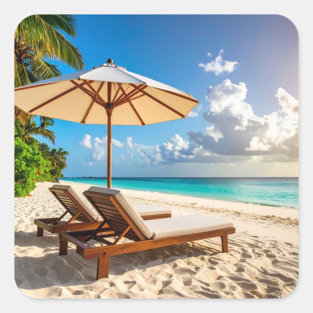 Pegatina Cuadrada Amazing beach (Anverso)