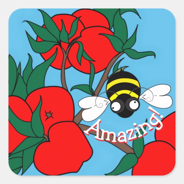 Pegatina Cuadrada Amazing Bee Sticker (Anverso)