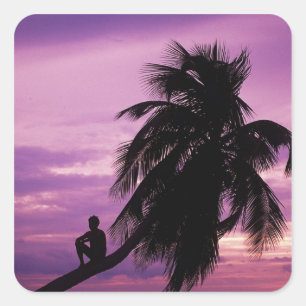 Pegatina Cuadrada Ambergris Caye, Belice, Centroamérica.