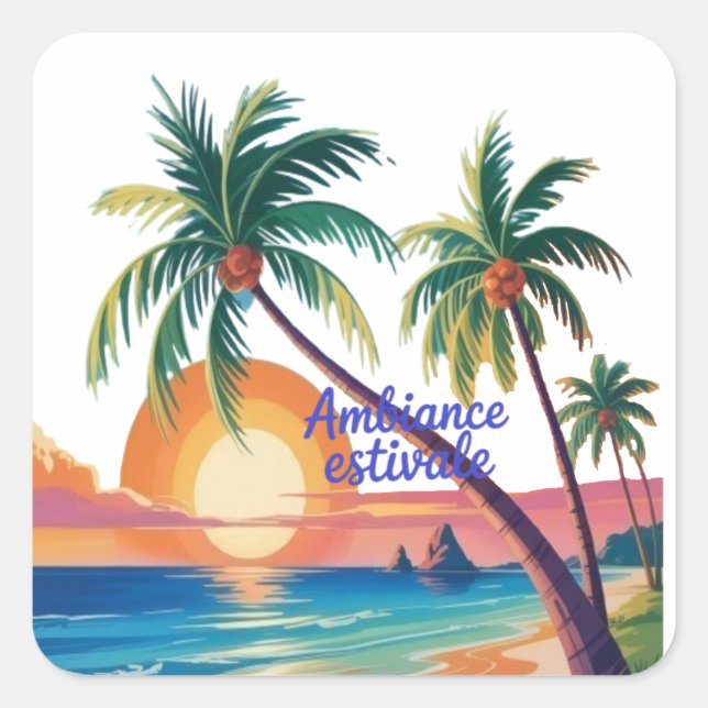Pegatina Cuadrada Ambiance Estivale (Anverso)