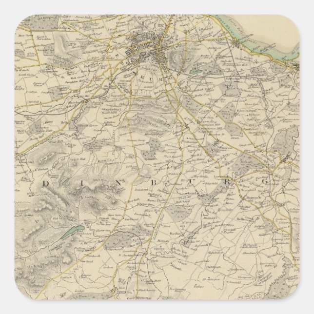 Pegatina Cuadrada Ambientes de Edimburgo (Anverso)