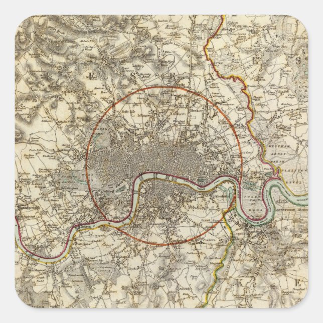 Pegatina Cuadrada Ambientes de Londres (Anverso)