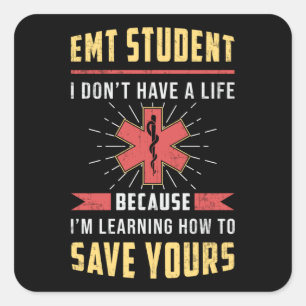 Pegatina Cuadrada Ambulancia paramédica para estudiantes EMT Enferme