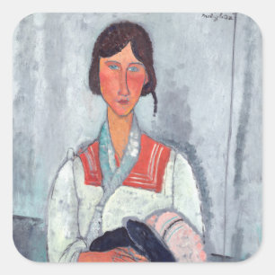Pegatina Cuadrada Amedeo Modigliani - Gitana con bebé