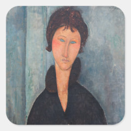Pegatina Cuadrada Amedeo Modigliani - Mujer con ojos azules