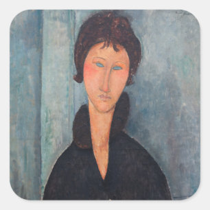Pegatina Cuadrada Amedeo Modigliani - Mujer con ojos azules