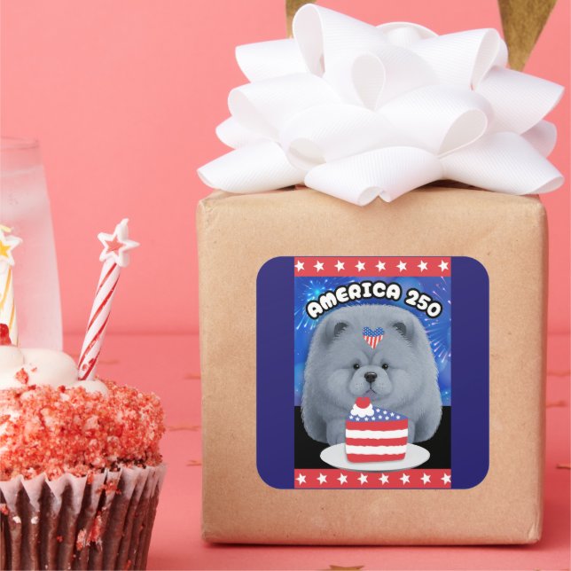 Pegatina Cuadrada AMÉRICA 250 - Chow AZUL (Fiesta)