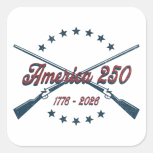 Pegatina Cuadrada América 250 Rifles Cruzados Patriótico 1776-2026