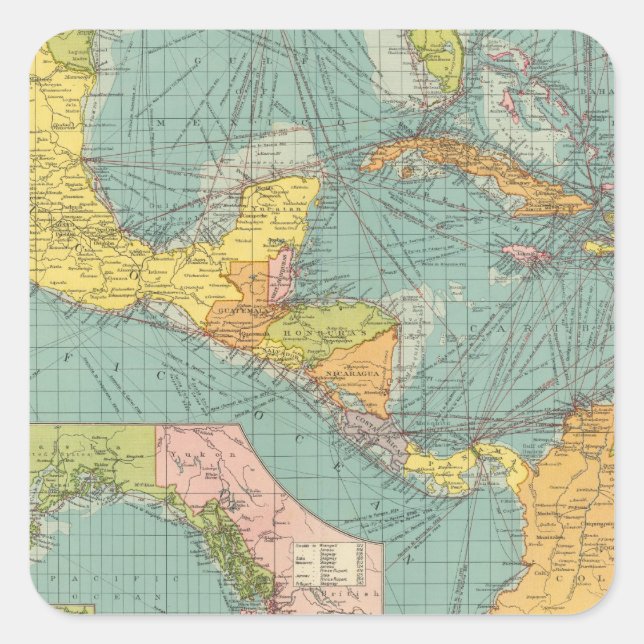 Pegatina Cuadrada América Central (Anverso)