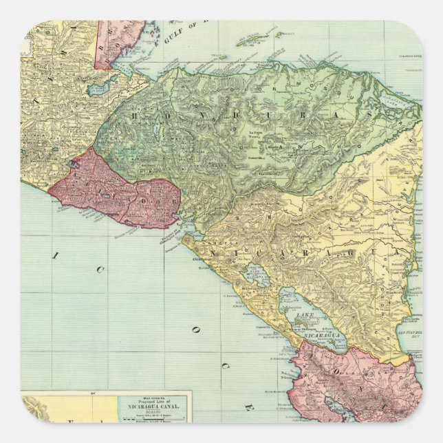 Pegatina Cuadrada América Central 2 (Anverso)