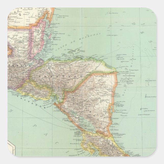 Pegatina Cuadrada América Central 4 (Anverso)