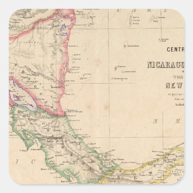 Pegatina Cuadrada América Central 9 (Anverso)