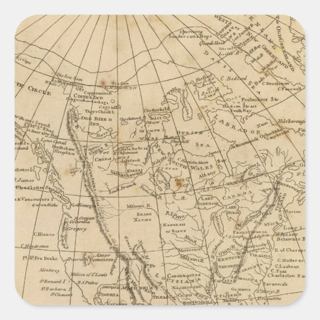 Pegatina Cuadrada América del Norte 15 (Anverso)