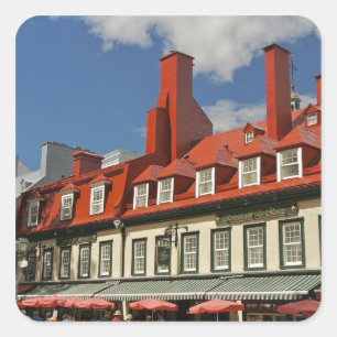 Pegatina Cuadrada América del Norte, Canadá, Quebec, Ciudad Vieja 