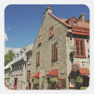 Pegatina Cuadrada América del Norte, Canadá, Quebec, Ciudad Vieja 