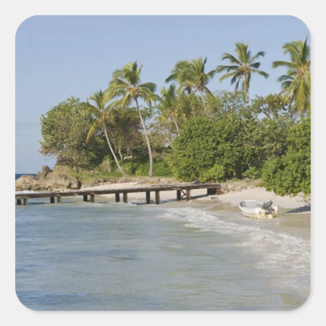 Pegatina Cuadrada América del Norte, Caribe, República Dominicana. (Anverso)