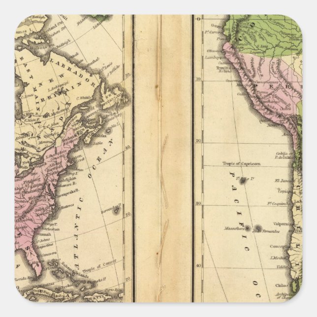 Pegatina Cuadrada América del Norte y del Sur (Anverso)