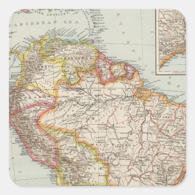 Pegatina Cuadrada América del Sur 2 (Anverso)