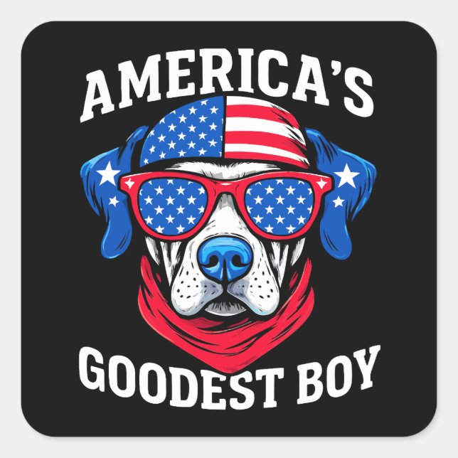 Pegatina Cuadrada America’s Goodest Boy Dog (Anverso)