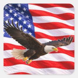 Pegatina Cuadrada American Bald Eagle Patriotic Square Sticker