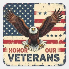 Pegatina Cuadrada American Eagle Honor Our Veterans Stickers