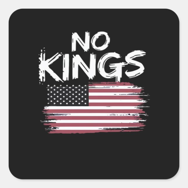 Pegatina Cuadrada American Flag Upside Down Distress No Kings Long F (Anverso)